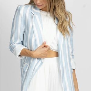 Light Blue Striped Notched Collar Blazer size L